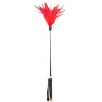 Красный перьевой тиклер с декорированной ручкой 65 см