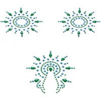 Пэстисы Breast and Pubic Jewelry зеленые и голубые Crystal Sticker