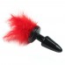 Черная силиконовая анальная пробка с пушистым красным хвостиком