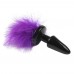 Черная силиконовая анальная пробка с пушистым фиолетовым хвостиком