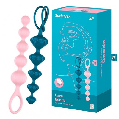 Набор анальных цепочек Satisfyer Love Beads розовый и синий