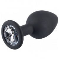 Черная силиконовая пробка с прозрачным стразом M