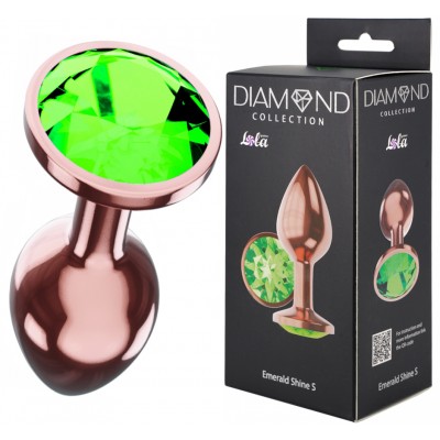 Анальная пробка Diamond Emerald Shine S розовое золото