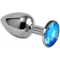 Анальная пробка из стали с кристаллом голубого цвета Blue Rosebud Classic S