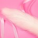 Металлическая анальная пробка S белый хвостик с розовым напылением 42 см