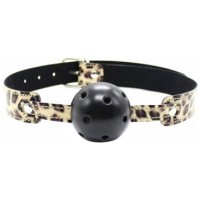 Дышащий кляп-шар с леопардовым ремешком