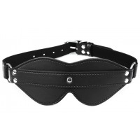 Черная БДСМ маска с ремешком и заклепками