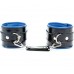 Наручники из черной лакированной кожи с синим подкладом
