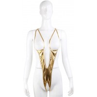 Золотистое пикантное боди с открытой грудью
