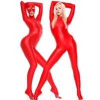 Красный блестящий боди-комбинезон L