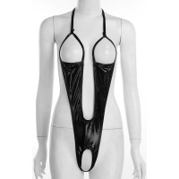 Черное пикантное боди с открытой грудью