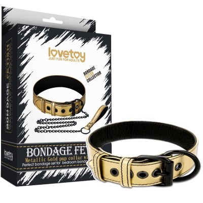 Ошейник с поводком на цепи Bondage Fetish золотистый Ошейник с поводком на цепи Bondage Fetish золотистый