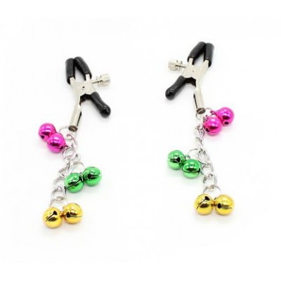 Зажимы для сосков с разноцветными бубенчиками Зажимы для сосков с разноцветными бубенчиками