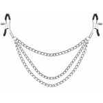 Зажимы для сосков с тройной серебряной цепочкой