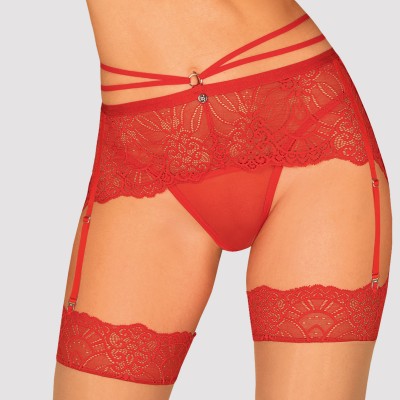 Красный кружевной пояс для чулок со стрепами Loventy L/XL Красный кружевной пояс для чулок со стрепами Loventy L/XL