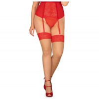 Красные чулки с кружевными вставками Blossmina 4XL/5XL