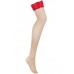 Нюдовые чулки с красной кружевной резинкой Mellania L/XL