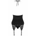 Сексуальный черный корсет со стрингами и пажами для чулок L/XL