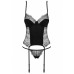 Черный корсет с кружевными вставками и трусиками-стрингами Sharlotte S/M