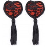 Красно-черные пэстисы-сердечки с кисточками