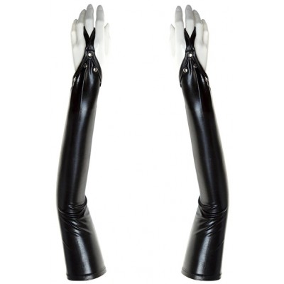 Лакированные перчатки черного цвета Лакированные перчатки черного цвета