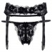Эротический комплект: пояс для чулок и трусики кружевные черные