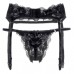 Эротический комплект: пояс для чулок и трусики кружевные черные