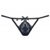 Игривые кружевные темно-синие стринги L/XL