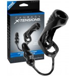 Чёрная насадка на пенис с анальной втулкой Extreme Enhancer with Anal Plug