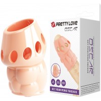 Рельефная насадка на пенис с открытой головкой Pretty Love Oscar телесная