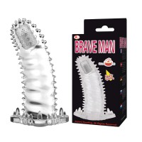 Прозрачная вибронасадка на пенис Brave Man 14 см