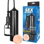 Вакуумная помпа с реалистичной насадкой в виде вагины Sex Expert черная