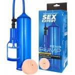Вакуумная помпа с реалистичной насадкой в виде вагины Sex Expert синяя