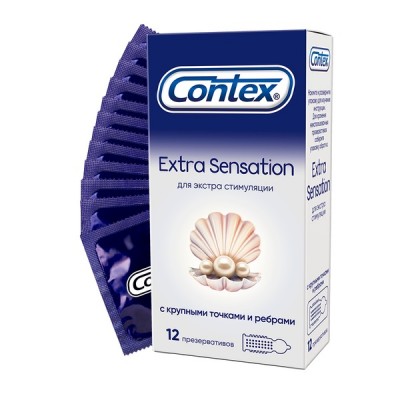 Презервативы Contex №12 Extra Sensation с крупными точками и ребрами Презервативы Contex №12 Extra Sensation с крупными точками и ребрами