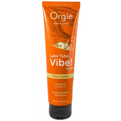 Съедобный лубрикант с возбуждающим эффектом вибрации Orgie Lube Tube Vibe Pina Colada 100 мл Съедобный лубрикант с возбуждающим эффектом вибрации Orgie Lube Tube Vibe Pina Colada 100 мл