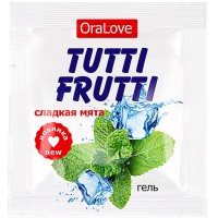 Съедобный лубрикант со вкусом сладкой мяты Tutti-Frutti OraLove 4 гр, пробник