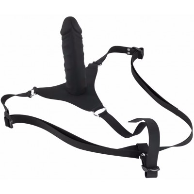 Черный страпон с трусиками Silicone Strap-On 17 см