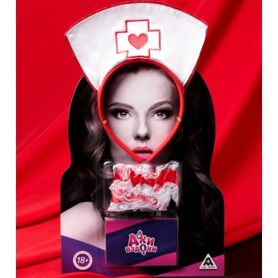 Эротический набор Ахи-Вздохи: Медсестра - ободок, подвязка, 10 карт Эротический набор Ахи-Вздохи: Медсестра - ободок, подвязка, 10 карт