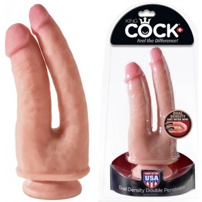 Двойной фаллоимитатор с присоской King Cock Plus Dual Density Double Penetrator
