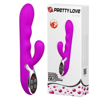 Перезаряжаемый вибратор Pretty Love Crazy с функцией подогрева