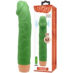 Светящийся в темноте зеленый вибратор с загнутой головкой Bill 23 см