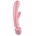 Двусторонний вибратор с клиторальным стимулятором Wand + Rabbit Satisfyer Triple Lover Pink