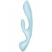 Двусторонний вибратор с клиторальным стимулятором Satisfyer Triple Oh Blue