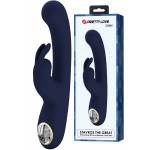 Перезаряжаемый вибратор с клиторальным стимулятором-кроликом и LED-экраном Pretty Love Lamar синий