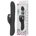 Вибромассажер Byron с клиторальным стимулятором и движущимися в стволе шариками черный