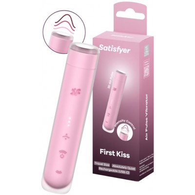 Вакуумно-волновой мини-стимулятор клитора с вибрацией помада Satisfyer First Kiss