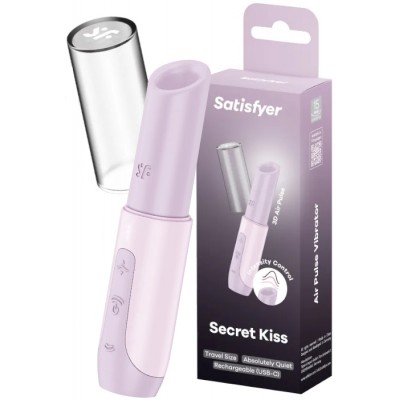 Вакуумно-волновой мини-стимулятор клитора с вибрацией помада Satisfyer Secret Kiss