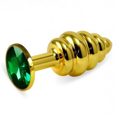 Анальная пробка Gold Small Plug рифленая зеленая