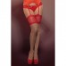 Телесные чулки с красным кружевом Secred Stockings L/XL