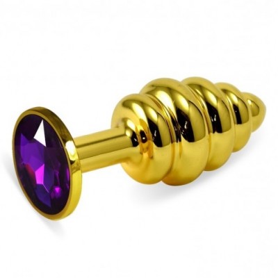 Анальная пробка Gold Small Plug рифленая фиолетовая